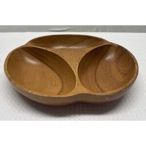 Vintage MCM Wooden Monkey Paw Three Section Candy Nut Bowl Trinkets Philippines